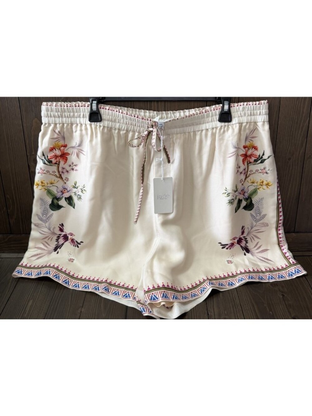 Johnny Was Mayvis Pull On Shorts Womens Size 2XL XXL Willah Ivory Birds New